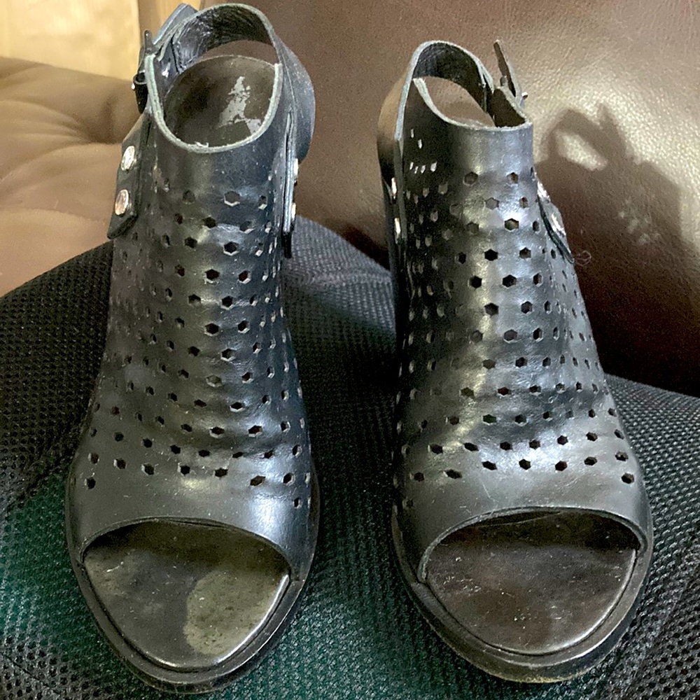 Rag & Bone Wyett Perforated Bootie Sandals. Size 36.5, Black 4 inches heels.